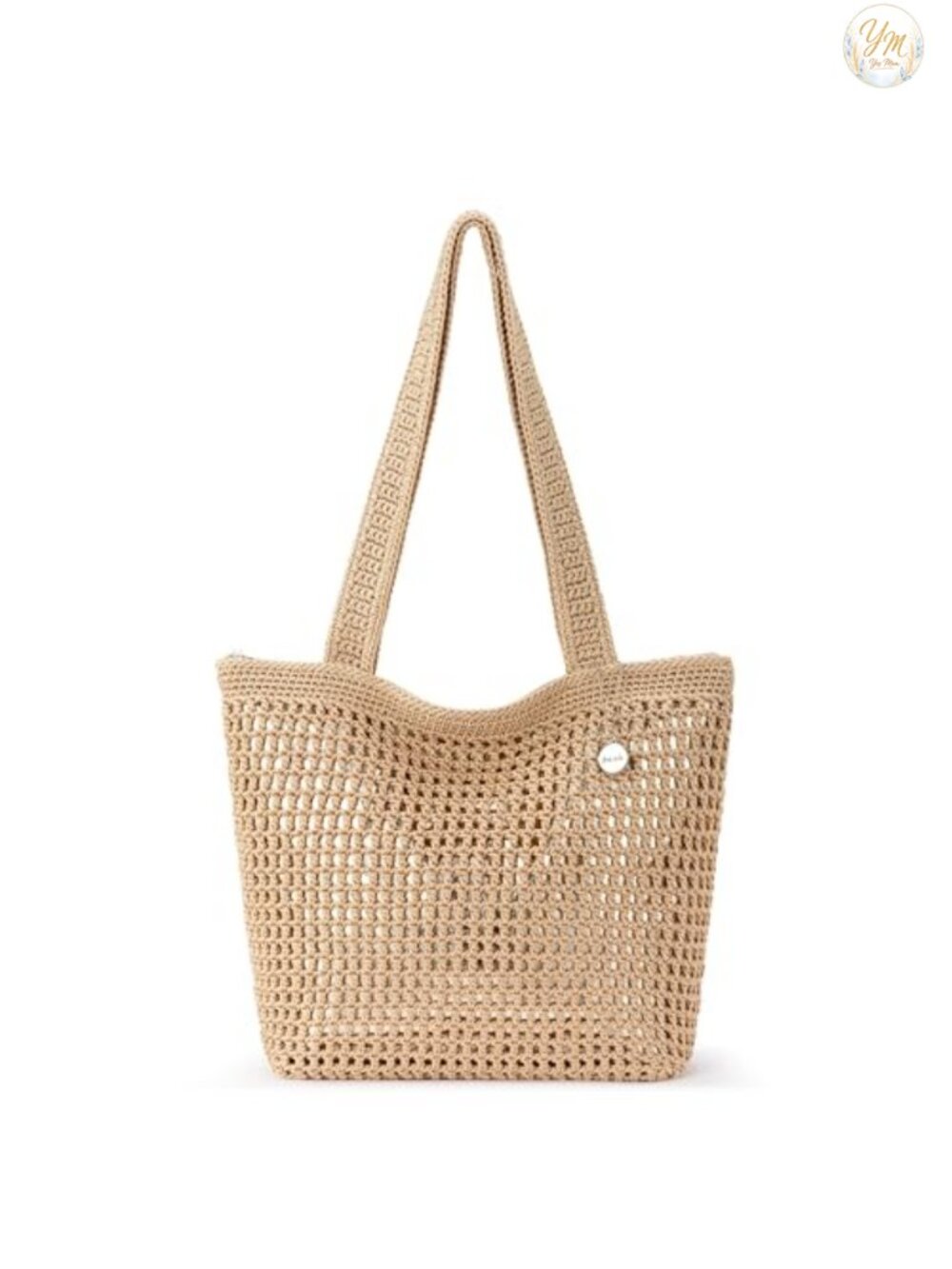 Hand Crochet Tote Bag with Double Shoulder Straps, Recycled Lining, Roomy